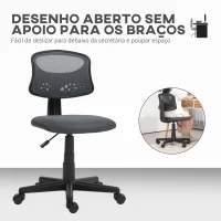 HOMCOM Cadeira de Escritório sem Apoio para os Braços com Encosto de Malha Respirável Altura Ajustável 43x48x78-88 cm Cinza(m-4)
