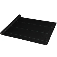 Outsunny Rolo de Malha Anti-Ervas 2x25 m Malha Geotêxtil 60 g/m² para Controlo de Ervas Daninhas de Jardim Malha Anti-Ervas Preta(m-11)