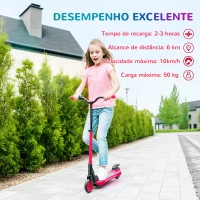 SPORTNOW Trotinete Elétrica Dobrável para Crianças 120 W Autonomia 6 km e Máximo 10 km/h com Travão Luzes LED 74x52x83-87 cm Vermelho(m-5)