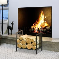 Outsunny 44.5x33x46.5 Heavy Duty Firewood Rack Fireplace Wood Log Stacker Storage w/ 2 Handles(m-4)