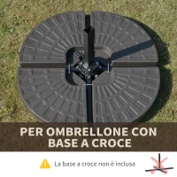 Outsunny Basamento per Ombrellone Decentrato da Giardino con Base a Croce, Set 4 Mattonelle in HDPE da 66x45x10cm(m-4)