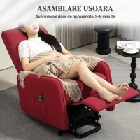 Homcom Fotoliu Electric Cu Ridicare – Telecomanda & Suport Picioare, Rosu(m-7)