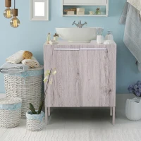 HOMCOM Under Sink Bathroom Wood Cabinet Storage Sink Basin Storage w/ 2 Doors Storage Cupboard(m-2)