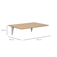 HOMCOM Mesa Dobrável de Parede Mesa Auxiliar Suspensa para Cozinha Sala de Jantar 60x40x20cm Madeira Natural(m-3)