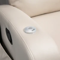 HOMCOM Poltrona de Massagem Poltrona Relax Elétrica com 4 Modos de Vibração Reclinação 145° Estofada em Microfibra Controlo Remoto Mesa 2 Bolsos Laterais e Suporte para Copos 77x93x105cm Bege(m-9)