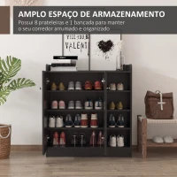 HOMCOM Sapateira com 2 Portas Prateleiras Interiores e 4 Prateleiras Exteriores com Altura Ajustável 83x30x90 cm Preto(m-4)