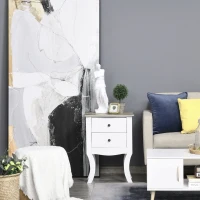 HOMCOM Modern Night Table with 2 Drawers, Bedside Table, Free Standing Unit Storage Cabinet Living Room White(m-9)