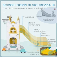 AIYAPLAY Gioco per Bambini 8 in 1 con 2 Scivoli e Altalena Età 1-3 Anni, Scaletta e Canestro, Giallo(m-5)