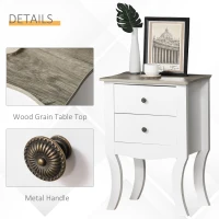 HOMCOM Modern Night Table with 2 Drawers, Bedside Table, Free Standing Unit Storage Cabinet Living Room White(m-4)