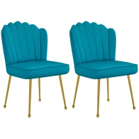 Set of 2 Velvet-Feel Shell Accent Chair - Blue(m-1)