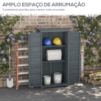 Outsunny Armário de Madeira 0,31 m² 87x46,5x160 cm Armário Exterior de Madeira com 2 Portas e 2 Prateleiras Interior Cinza(m-7)