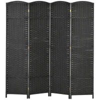 HOMCOM Biombo de 4 Painéis Separador de Ambientes Dobrável 160x170 cm para Sala de Estar Dormitório Escritório Preto(m-11)