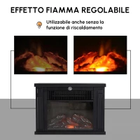 HOMCOM Camino Elettrico da Tavolo con Effetto Fiamma, Caminetto con Potenza Regolabile 600/1200W, Copertura 10-15m², Nero(m-5)
