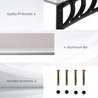 OUTSUNNY 0.9 x 1.2 m Window Awning Door Canopy Modern Polycarbonate Cover Outdoor Rain Snow Sunlight Protection Hollow Sheet(m-5)