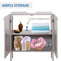 HOMCOM Under Sink Bathroom Wood Cabinet Storage Sink Basin Storage w/ 2 Doors Storage Cupboard(m-5)