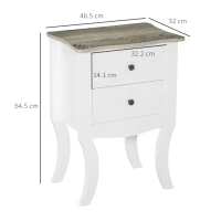 HOMCOM Modern Night Table with 2 Drawers, Bedside Table, Free Standing Unit Storage Cabinet Living Room White(m-3)