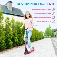 SPORTNOW Trotinete Elétrica Dobrável para Crianças 120 W Autonomia 6 km e Máximo 10 km/h com Travão Luzes LED 74x52x83-87 cm Rosa(m-5)