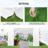 Outsunny Estufa tipo Túnel 6x3x2 m Estufa de Exterior com 4 Janelas de Malha Cobertura de PE Anti UV e 3 Portas Enroláveis Branco(m-8)
