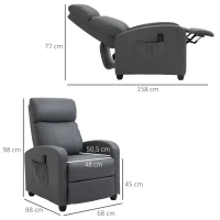HOMCOM Poltrona de Massagem Reclinável com 2 Zonas de Massagem 8 Programas e 5 Níveis de Intensidade 68x88x98 cm Cinzento(m-3)