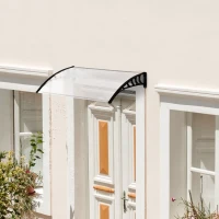 OUTSUNNY 0.9 x 1.2 m Window Awning Door Canopy Modern Polycarbonate Cover Outdoor Rain Snow Sunlight Protection Hollow Sheet(m-12)