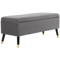 HOMCOM Fabric Storage Ottoman Bench Storage Chest with Wooden Legs Lift Top(m-11)