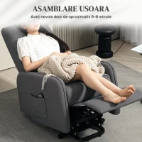 HOMCOM Fotoliu Electric Rabatabil cu Telecomandă, Suport pentru Picioare și Buzunar Lateral, 62x86,5x98 cm, Gri Cărbune(m-7)