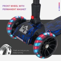 HOMCOM Scooter for Kids Toddler 3 Wheel Adjustable Height w/ Flashing Wheels Music Water Spray Foldable Kick Scooter for Boys and Girls 3 - 6 Yrs Blue(m-5)