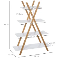 kleankin Modern 4-Tier Bathroom Display Shelf Shelving Unit Bookcase for Study & Living Room with Bamboo Frame(m-3)