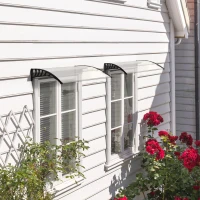 OUTSUNNY 0.9 x 1.2 m Window Awning Door Canopy Modern Polycarbonate Cover Outdoor Rain Snow Sunlight Protection Hollow Sheet(m-2)