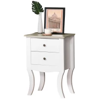 HOMCOM Modern Night Table with 2 Drawers, Bedside Table, Free Standing Unit Storage Cabinet Living Room White(m-1)