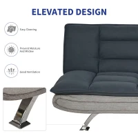 HOMCOM 2-IN-1 Three Seater Sofa Bed Single Bed Recliner Adjustable Wood Frame 185W x 97D x 84H cm(m-5)