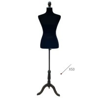 HOMCOM Manequim de Costura Feminino Manequim de Costura Ajustável a 130-168 cm com Tripé de Madeira Preto(m-11)