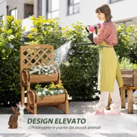 Outsunny Fioriera da Esterno a Mezza Botte in Legno d'Abete con Design Verticale Rialzato, 45x45x80 cm(m-6)