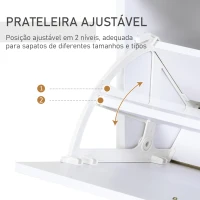 HOMCOM Móvel Sapateira de 2 Portas Sapateira Estreito para 12 Pares de Sapatos com Gaveta Prateleira Aberta e Bancada de Vidro para Corredor Entrada Carga Máx. 50kg 60x24x105,5cm Branco(m-5)