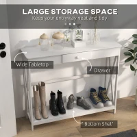 HOMCOM Wooden Console Table with 1 Drawer and 1 Storage Shelf for Living Room Entryway, 100cm x 30cm x 81cm, White(m-4)