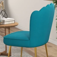 Set of 2 Velvet-Feel Shell Accent Chair - Blue(m-8)