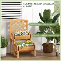 Outsunny Fioriera da Esterno a Mezza Botte in Legno d'Abete con Design Verticale Rialzato, 45x45x80 cm(m-4)