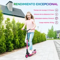 SPORTNOW Patinete Eléctrico Plegable de +6 Años Motor 120 W Autonomía 6 KM MAX 10 KM/H Ruedas de 5" - 5,5" Altura Ajustable Rosa(m-5)
