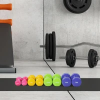 HOMCOM Hantelset 4 Hantelpaare mit Koffer 0,5 kg/1 kg/1,5 kg/2 kg Eisen+Kunststoff Rot Gelb Grün Lila(m-12)