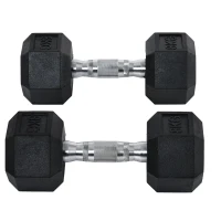HOMCOM Hexagon Kurzhantel Gusseisen Hantel Gummi-Hantel Griff gerändelt Gewichte Metall Gummi schwarz 2 x 8 KG(m-18)