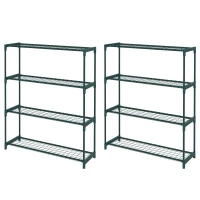 Outsunny Modern Plant Stand, 4-Tier Planter Holder with Steel Frame, Outdoor Flower Display Rack for Potted Plants Garden Balcony Decor, Dark Green(m-11)