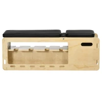 HOMCOM Hantelbank mit Hantelablage, 1 Aufbewahrungskorb, in 6 Positionen verstellbar, Massivholz, Natur + Schwarz(m-28)