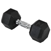HOMCOM Hexagon Kurzhantel Gusseisen Hantel Gummi-Hantel Griff gerändelt Gewichte Metall Gummi schwarz 2 x 8 KG(m-14)