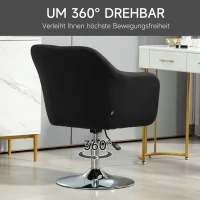 HOMCOM Draaistoel, in hoogte verstelbare bureaustoel, linnen-achtig polyester, metaal, 60 x 60 x 79-91 cm, Zwart(m-5)