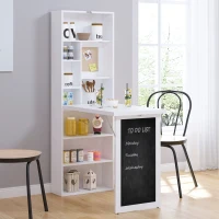 HOMCOM Birou Pliabil 2‑in‑1 – Cu Biblioteca si Tabla, Alb(m-10)