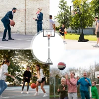 HOMCOM Basketballkorb Outdoor mit Ständer, 255–305cm Höhenverstellbar Basketballständer mit Rollen, Basketball-Backboard Ständer, Basketballanlage, Stahl(m-9)
