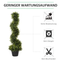 Outsunny Sztuczna roślina spiralna, Spiralny cedr z doniczką, 90 cm, Sztuczna cedrówka do dekoracji zewnętrznej i wewnętrznej, Zielona(m-6)