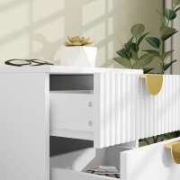 HOMCOM Stolik Nocny z 2 Szufladami, Eleganckie Metalowe Uchwyty w Kolorze Złota, 40 x 40 x 50 cm, Biały(m-9)