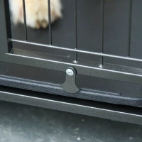 PawHut Kennel Gabbia per Cani Pieghevole Doppia Porta con Blocco 4 Ruote con Freno e Fondo Rimovibile, 109.5x71x78cm(m-13)