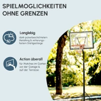HOMCOM Basketballkorb Outdoor mit Ständer, 255–305cm Höhenverstellbar Basketballständer mit Rollen, Basketball-Backboard Ständer, Basketballanlage, Stahl(m-7)